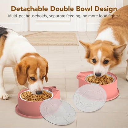 Newget Stainless Steel Dog Bowl Set with Lids, 304 Metal Dual Food & Water Bowls for Dogs & Cats, Large Capacity Pet Feeder with Cover Keeps Food Fresh, Anti-Skid Dog Dish for Small/Medium/Large Pets - color: Pink