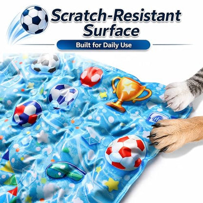 Dog Cooling Mat, Water-Activated Gel Ice Pad for Dogs&Cats, Self-Cooling Mat Soccer Fan Dog Gifts, Waterproof Wipe-Clean, Soccer-Themed Summer Beds for Outdoor&Indoor Medium/Small Pets - size: Medium：19.7”×23.6”