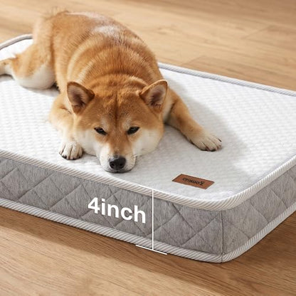 ZOMISIA Breathable Orthopedic Dog Bed for Large Dog, Reversible Warm & Cooling Dog Bed Mattress for All Season, 4" Thick Honeycomb Supportive Pet Bed with Detachable Non-Slip Bottom, Waterproof Cover - size: Large
