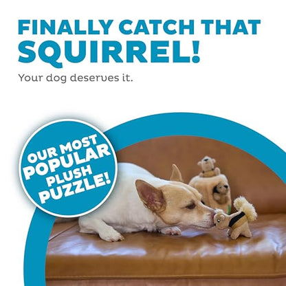 Outward Hound Hide-A-Squirrel Dog Toy – Interactive 2‑in‑1 Plush Puzzle with 3 Squeaky Removable Squirrels, Small - color: Squirrel Small