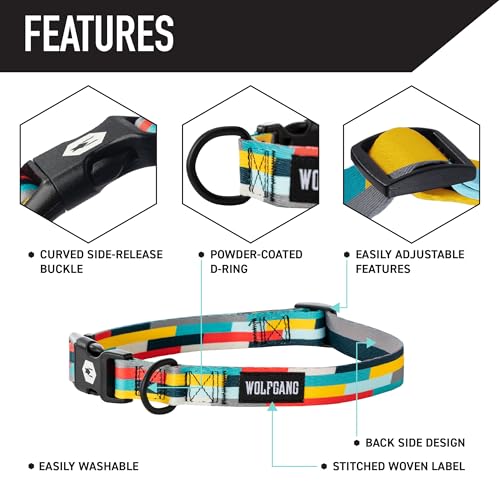 Wolfgang Heavy Duty, Adjustable Dog Collar with Quick Release Nylon Buckle for Walking & Training, Mixtape Print, Small - color: MixTape Print, size: Small (5/8 Inch x 8-12 Inch)