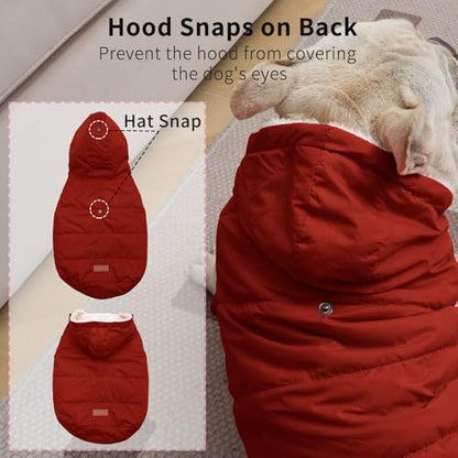 Vecomfy Fleece Lining Extra Warm Dog Hoodie in Winter,Small Dog Jacket Puppy Coats with Hooded,Red XS - color: Red, size: X-Small (Pack of 1)
