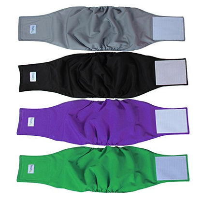 Teamoy Male Dog Belly Bands Washable 4-Pack, Reusable Dog Diapers Wraps for Incontinence & Marking (L1,16-20" Waist) - size: L1(16"-20"Waist)