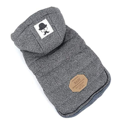 Fleece Dog Hoodie Winter Coat for Small Boy Dog Cat Puppy Cotton Hooded Jacket Chihuahua Clothes Grey M - color: Gray, size: M