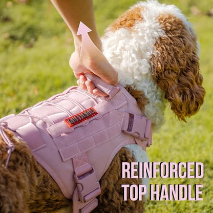 OneTigris Tactical Dog Harness Vest,No-Pull Service Dog Vest with Hook & Loop Panels,Adjustable Dog Vest Harness for Walking Hiking Training(Pink,XXS) - color: Pink, size: XX-Small