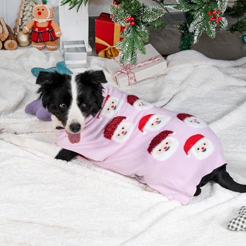 LUBOT NEW Ugly Christmas Sweaters for Puppy Cute Funny Wintertime and Holiday Parties Knitted Pullover Sweater Santa Small Dog Pink Santa X-Small - color: Pink Santa, size: X-Small
