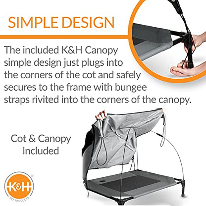 K&H Pet Products Original Pet Cot Elevated Dog Bed & Cot Canopy, Chocolate/Black Mesh, Gray