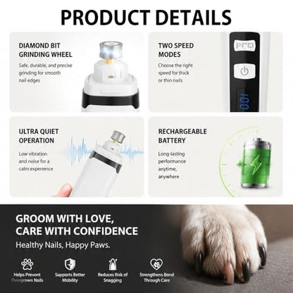 Silent Groom Pro, 2026 New Silent Pet Nail Grinder, Dog Silent Nail Grinder for Dogs Silent Dog Nail Trimmer, Rechargeable USB Charging Electric Pet Nail Grinder Nail File for Pet (#02) - color: #02