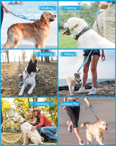 Hands Free Dog Leash, 5.1-8.9Ft Crossbody Long Leash | Adjustable Dog Waist Belt for Medium Dogs, Waist Leash for Dog Walking & Running & Training &Travel etc.(Grey Blue) - color: Grey Blue