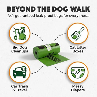 Doggy Do Good - 360 Count, Heavy Duty Poop Bags for Dogs - Standard Size - Dog Waste Bags Made with 50% Recycled Plastic + 15% Biobased Material - Landfill-Friendly, Unscented, Leak-Proof - size: 1 Count (Pack of 360)
