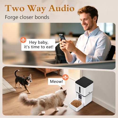 Yakry Automatic Dog Feeder with Camera - 8L/33 Cups Smart Pet Feeder for Small/Medium Dogs & Cats, 5GHz/2.4GHz WiFi App Control, 1080P HD Night Vision, 2-Way Audio, Timed Dry Food Dispenser Indoor - size: 8L