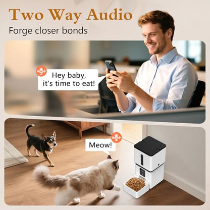 Yakry Automatic Dog Feeder with Camera - 8L/33 Cups Smart Pet Feeder for Small/Medium Dogs & Cats, 5GHz/2.4GHz WiFi App Control, 1080P HD Night Vision, 2-Way Audio, Timed Dry Food Dispenser Indoor - size: 8L