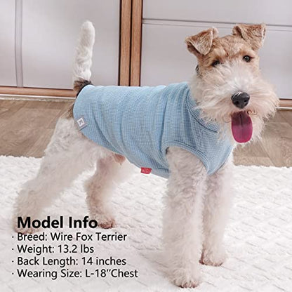 KYEESE 2Pack Dog Shirts Waffle for Small Dogs Stretchy T-Shirts Lightweight Tank Top Sleeveless Vest Breathable Cat Tee, Medium, Blue+Grey - color: 07# 2Pack(Blue+Grey), size: Medium (7-11lbs)