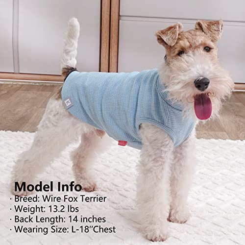 KYEESE 2Pack Dog Shirts Waffle for Small Dogs Stretchy T-Shirts Lightweight Tank Top Sleeveless Vest Breathable Cat Tee, Medium, Blue+Grey - color: 07# 2Pack(Blue+Grey), size: Medium (7-11lbs)
