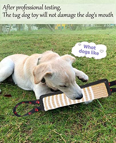Clysoru Dog Tug Toy Tough Jute Bite Pillow Lasting Training Equipment Puppy to Large Dogs Interactive for Large and Small - color: footprint Black