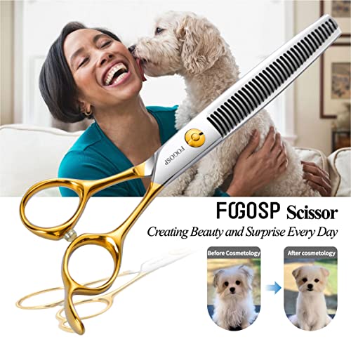 Dog Thinning Shears for Grooming 36 Teeth 6.5" Dog Blending Shears for Grooming Small Medium Dogs Professional Pet Thinners Blenders Scissors for Right Groomer(Blender, Gold) - size: 7 inch, style: Blender