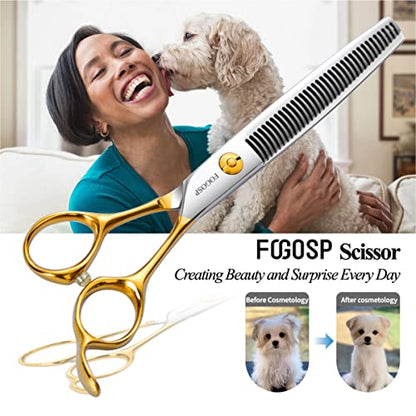 Dog Thinning Shears for Grooming 36 Teeth 6.5" Dog Blending Shears for Grooming Small Medium Dogs Professional Pet Thinners Blenders Scissors for Right Groomer(Blender, Gold) - size: 7 inch, style: Blender