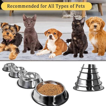 Stainless Steel Cat Bowl, 4 Pack Metal Dog Bowls for Food and Water, Non-Slip Pet Feeding Dish Bowl with Rubber Base for Cats Puppy Small Medium Dogs - size: 8oz 4 pack