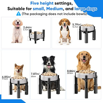 Aystkniet Dog Bowl Stand with Adjustable Height & Width, Anti-Slip Elevated Food Water Bowl Holder for Large Medium Small Dogs, Durable Raised Dog Feeder for Lifted Feeding, Only Stand Without Bowls - size: For Single Bowl