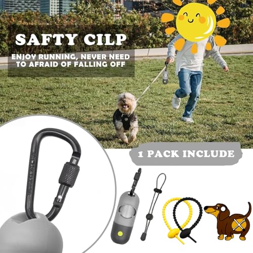 Dog Poop Bag Holder with LED Flashlight for Night Walks,Silicone Tether &Dachshund Pattern Clip for Used Bags, Hands-Free Metal Leash Carabiner, 15 Scented Waste Bags (Gray) - color: Gray