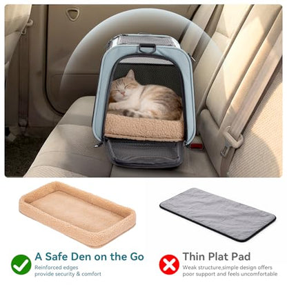 PETSFIT Soft-Sided Cat Carrier with Patented Safety Buckles, Lockable Zippers & Safety Tether,Escape-Resistant Travel Pet Carrier for Car Rides & Vet Visits, Airline Approved Under-Seat, Up to 12 lbs - color: Cyan blue, size: 18.0"L x 11.0"W x 11.0"H