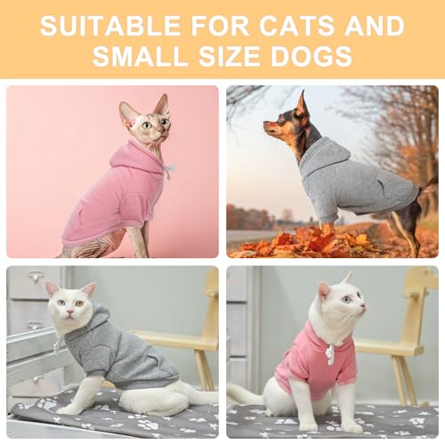 BEAUTYZOO Dog Hoodie & Cat Sweater for Small Dogs Puppy Girls Boys, Fleece Lined Warm Winter Fall Dog Clothes with Leash Hole and Pocket, Ultra-Soft Pet Jacket Coats Kitten Clothing, Grey L - color: Grey, size: L (Chest: 19", Neck: 12", Back: 14")