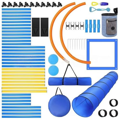 Dog Agility Training Equipment Set,Portable Dog Agility Course Backyard Set with 9ft Dog Tunnel, Weave Poles, Hoop Dog Jumps,Dog Training Kit for Indoor & Outdoor