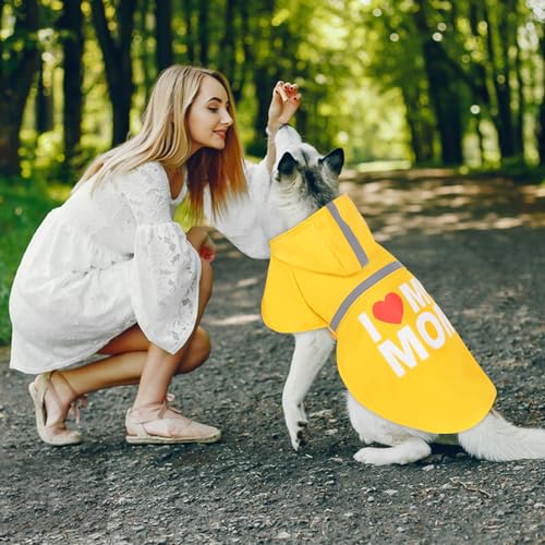 Cute Print Dog Raincoat - Waterproof Rain Jacket with Reflective Strips, Leash Hole, Adjustable for Small to Large Dogs (Yellow, Large) - color: Yellow (Mom), size: Large