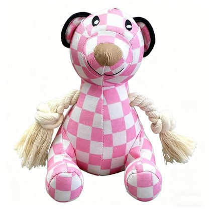Indestructible Bear Dog Rope Toy with Rope for Aggressive Chewers, Tug of War Dog Toy Durable Chew-Resistant Interactive Ball for All Breeds (Pink Bear) - color: Pink Bear