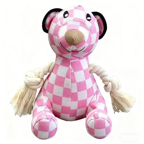 Indestructible Bear Dog Rope Toy with Rope for Aggressive Chewers, Tug of War Dog Toy Durable Chew-Resistant Interactive Ball for All Breeds (Pink Bear) - color: Pink Bear
