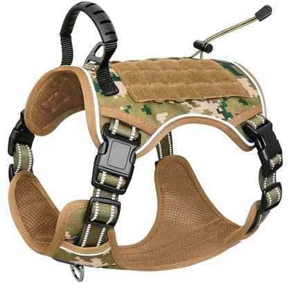 Hotsky Tactical Dog Harness No Pull，Adjustable Service Dog Vest Reflective Military Pet Harness with Control Handle Molle Loop Panels for Training Walking Running(Army Camo, XL) - color: Army Camo, size: XL(Neck: 22''-29.5'',Chest:25''-40''）