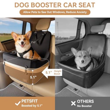 PETSFIT Dog Booster Car Seat for Small/Medium Dogs Up to 35 lbs – Patented Safety System, 5" Memory Foam Pet Car Seat, Fully Detachable and Washable Cover, Front/Back Seat Travel Booster (Black) - color: Black