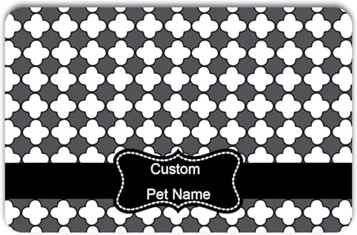 Personalized Dog & Cat Food Mat with Name | Waterproof PU Pet Bowl Mat Non-Slip Rubber Bottom Easy Clean Available in 3 Sizes (24"×16", 30"×20", 36"×24") Pet Feeding Mat for Food & Water （Dot） - color: Dot