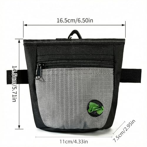 Dog Treat Pouch, Durable Training Tool for Pet Training & Puppy Training Treats (Black-Gray)