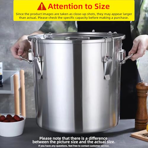 304 stainless steel food storage containers with lids lock clips airtight container large airtight for rice flour sugar grain coffee bean storage containers Kitchen jar (8.72gal/33L) - size: 8.72gal