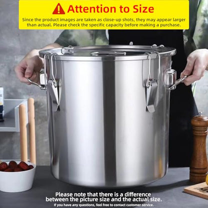 304 stainless steel food storage containers with lids lock clips airtight container large airtight for rice flour sugar grain coffee bean storage containers Kitchen jar (8.72gal/33L) - size: 8.72gal