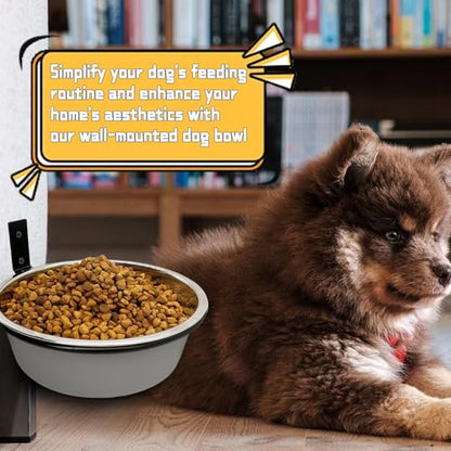 Wall Mounted Dog Bowls-2 * 36 Oz, Stainless-Steel Raised Adjustable Height Dog Food and Water Bowls, Elevated Pet Comfort Feeding Bowl for Medium Large Dogs Cats - size: 4.2cups(35OZ)