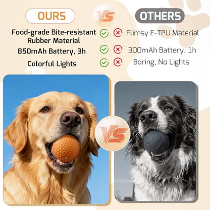 SNOYWEN Smart Interactive Dog Toy, Automatic Moving Bouncing Rolling Ball, Food-Grade Rubber Material IPX7 Waterproof Active Ball for Medium and Large Dogs (Orange) - color: Orange