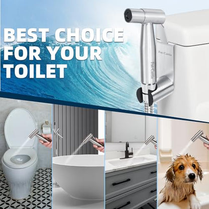 Handheld Bidet Sprayer for Toilet,Bathroom Spray with G1/2,Brushed Nickel | Suitable for Toilet,personal hygiene cleaning, bathroom cleaning, pet bathing, mop cleaning, etc. - color: Silver