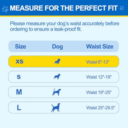 Wowflash 100 Count Male Dog Diapers Disposable, Leakproof Dog Wraps with Wetness Indicator, Breathable Quick-Dry, Secure Fit Doggy Belly Bands for Incontinence, Marking & House Training, X-Small - size: X-Small