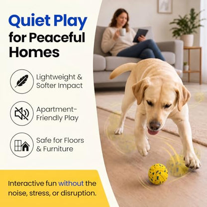 Interactive Dog Toys Ball, Moving Dog Toys to Keep Them Busy, Automatic Self Rolling & Bouncing, Soft E-TPU Material IPX7 Waterproof, Enrichment for Small Medium Large Breeds, Yellow - color: Yellow-Automatic Ball