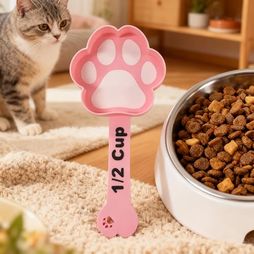 Personalized Cat Dog Food Scoop Custom Dog Food Measuring Cup with Name Pet Accessories Gifts for Pet Lover - color: Pink