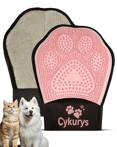Pet Hair Removal Glove for Dogs & Cats, 2-in-1 Double-Sided Pet Grooming Tool, Electrostatic Pet Hair Remover Glove for Clothes & Furniture + Silicone Brush for Deshedding Pets,Pink - color: 1pcs-Pink