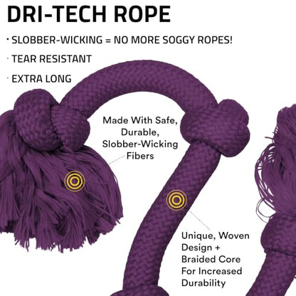 Playology Dog Toys | Dri-Tech Rope Tug of War Dog Toy for Tough Chewers | Bacon Scented Mega Size Tug Rope Toys for Extra Large Dogs - size: Mega, style: Bacon