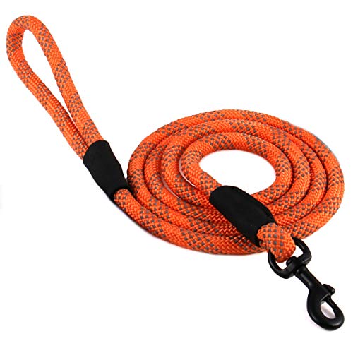 Max and Neo Rope Leash Reflective - 6 FT x 1/2" (Orange, Donates to Dog Rescue) - color: ORANGE