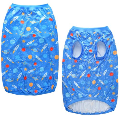 Pet Dog Blue Sleeveless T Shirts with Spacecraft Pattern Printed pet Clothes Soft Breathable Vest for Large Dogs Large, Bule - color: Blue, size: Large