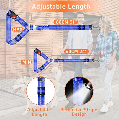 Seyezo Dog Car Seat Belt - 3 Piece Set Retractable Harness, Adjustable Reflective Seatbelt for Vehicle Headrests, Safety Restraint Heavy Duty & High Elastics, Navy Blue - color: 2PCS Navy Blue