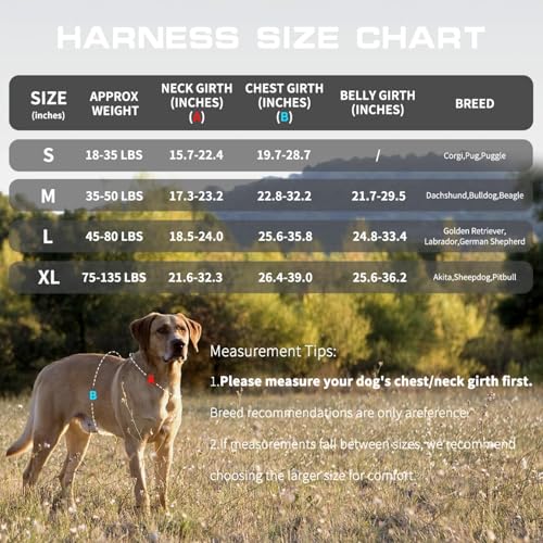 Dog Harness for Large Dogs Heavy Duty, No Pull Tactical Dog Harness with Molle System, Easy On and Off Service Dog Vest, Breathable Padded, Adjustable Reflective Pet Vest for Walking Hiking Training