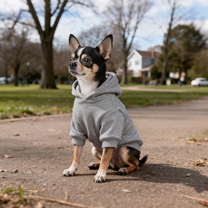 Idepet Pet Dog Hoodies Clothes for Small Pets Vest Chihuahua Clothing Warm Coat Jacket Autumn Puppy Outfits Cats Dogs Clothing(S,Grey) - color: Grey, size: Small