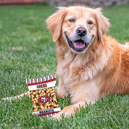 NFL SAN Francisco 49ERS Crinkle FINE Plush Dog & CAT Squeak Toy - Cutest Stadium Peanuts Snack Plush Toy for Dogs & Cats with Inner Squeaker & Beautiful Baseball Team Name/Logo - color: San Francisco 49ers, style: STADIUM PEANUTS SNACK